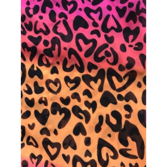 George Leopard Print Hearts Button Front Lace Ruffle Top Girl's Size Med. Pink - Picture 5 of 8